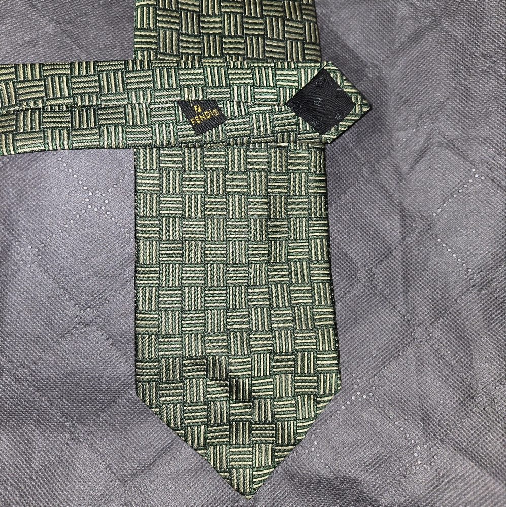 Fendi Green Patterned Men's Tie
